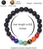 GelConnie Lava Rock Chakra Bracelet 7 Chakra 8mm Natural Stone Healing Bracelet Stress Relief Yoga Beads Anxiety Bracelet Aromatherapy Essential Oil Diffuser Bracelet Bangle