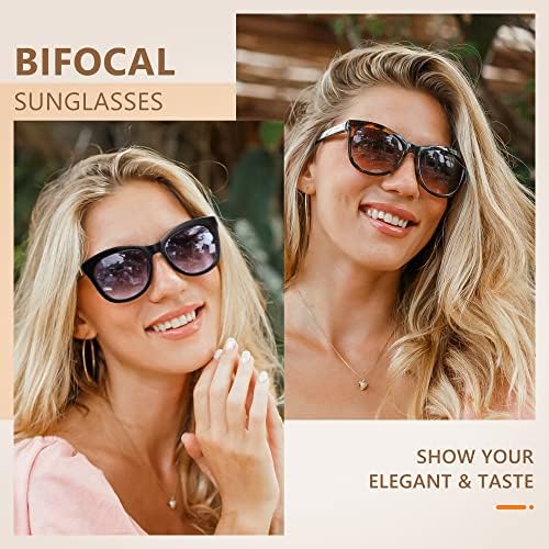 EASY READ Bifocal Reading Sunglasses for Women，Fashion Sun Readers UV400 Protection(Magnification 2.75, Turquoise)