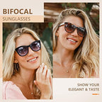 EASY READ Bifocal Reading Sunglasses for Women，Fashion Sun Readers UV400 Protection(Magnification 2.75, Turquoise)