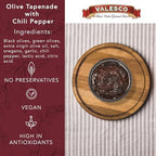 VALESCO Spicy Olive Tapenade with Herbs & Chili Pepper - Gourmet Spread for Dips, Bruschetta, and Pasta Dishes (6.7 fl oz)