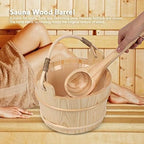 AIZYR Sauna Bucket and Ladle Set - Pine Wood Barrel with Plastic Liner and Handle for Sauna Hot Spring Bath Massage Bathtub