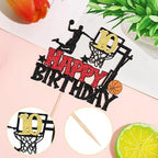 1 PCS Happy 10th Birthday Basketball Cake Topper Glitter Basketball Sports Theme 10th Birthday Cake Pick Cheers to 10 Birthday Cake Decoration for Basketball Theme Happy 10th Birthday Party Supplies