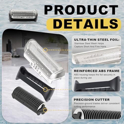 2026 Upgraded 10B Replacement Foil & Cutter Compatible with Bra-un Cruzer/Series 1, 10B/20B 1000/2000 Series Replacement Shaver Head Set Fits for 170 180 190 1735 1775 5728 5729 170S