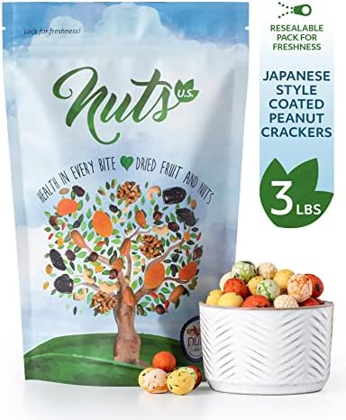 NUTS U.S. - Japanese Coated Peanut Crackers | Japan Mix | No Trans Fat and Non-GMO | Natural Snacks | Packed in a Resealable Bag!!! (Japan Mix, 3 LBS)