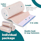 AZEN Premium 10 Pack Elastic Bandage Wrap 4 Inch, Compression Wrap Bandage for Legs, Lymphedema Wraps for Legs, Ankle, Knee, Tummy, Body