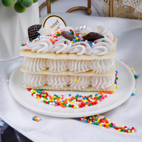 Rainbow Nonpareils Sprinkles for Baking, 130g/4.6oz Edible Birthday Sprinkles for Cake, Cookies, Ice Cream and Macaron Decorating