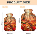 Autumn Fox in Forest Hot Water Bottle with Soft Velvet Cover Hot Water Bag for Neck and Shoulder Pain Relief, 2L