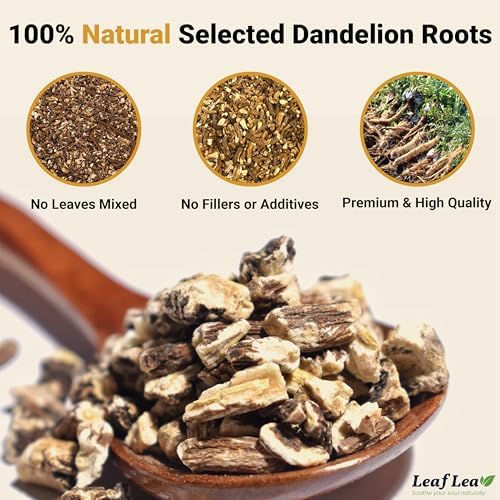 LeafLea 40 Dandelion Root Tea Bags, Dandelion Tea Supports Wellness and a Balanced Lifestyle, Natural Dried Dandelion Root, Vegan, No Sugar, Caffeine-Free