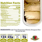 Santo Amaro - Artisanal Wild Tuna Fillets in Virgin Olive Oil, Hand-Packed Canned Tuna from Portugal, Atlantic Natural Tuna, Pole & Line Skipjack Tuna Canned, Low Mercury, 22g Protein Keto, Pack of 6