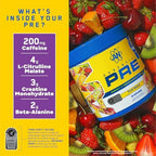 AN Essentials Pre-Workout Powder Supplement for Men & Women | Energy Drink Mix with 200mg Caffeine, Beta Alanine, Citrulline, & Creatine | Fruit Blend | 30 Servings