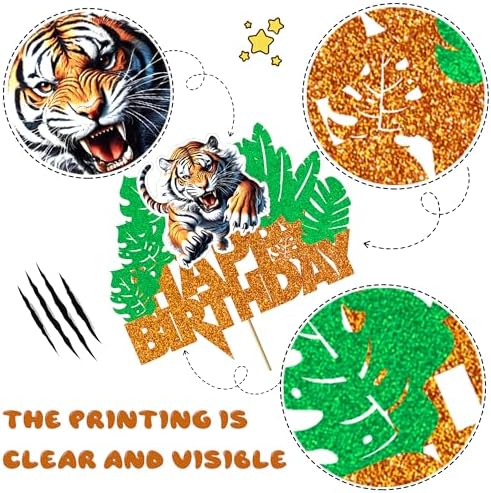 Tiger Cake Topper TIger Birthday Decorations Jungle Party Supplies Tigerr Party Favors Cake Decorations for Jungle Safari Baby Shower Decorations