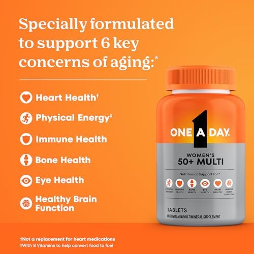 One A Day Multivitamin for Women 50 and Over Tablets, Womens Multivitamin 50 Plus with Vitamins D, C, E, Zinc & Biotin, Daily Vitamins for Woman 50+, 200 Ct (Packaging May Vary)