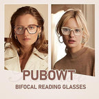 Bifocal Reading Glasses Women Cat Eye Oversized Blue Light Blocking Computer Readers Designer Clear Top Eyewear PT2001