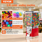 VEVOR Gumball Machine for Kids, 17"H Home Candy Vending Machine, PC Gumball Dispenser, Bubble Gum Machine for Game Stores, Coin Operated Gumball Bank for Toy Capsules Bouncy Balls Candy, Red