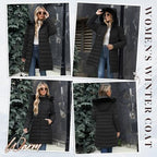 Yusongirl Winter Puffer Coat for Women Thickened Fleece Lined Warm Jackets with Detachable Hooded Waterproof Parka Coats