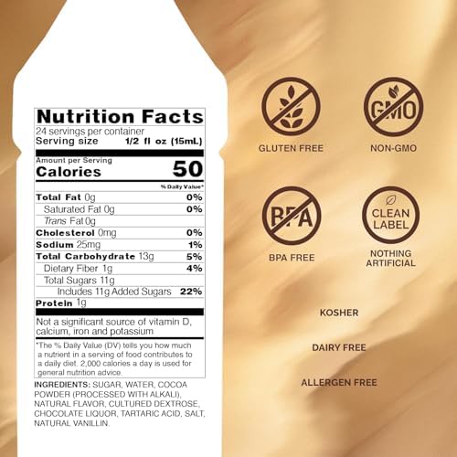 Monin - Dark Chocolate Sauce, Velvety and Rich, Great for Desserts, Coffee, and Snacks, Gluten-Free (12 Ounce, 6-Pack)