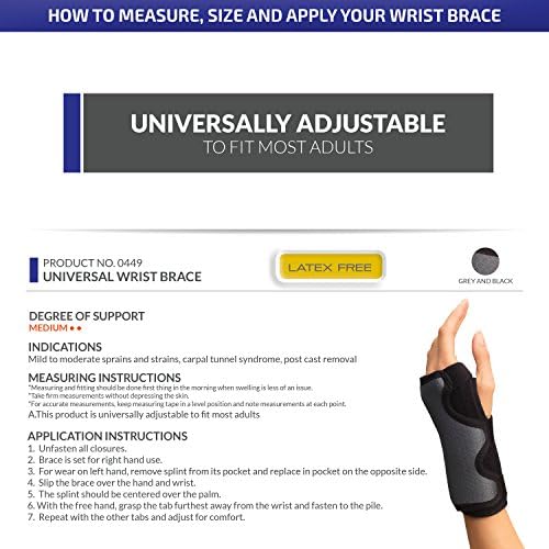 Champion Wrist Support, Universal Fit, Removable Splint, 3-Strap, Airmesh Fabric, Black,