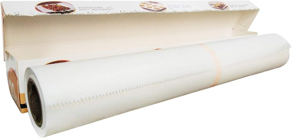 Nonstick Parchment Paper Roll for Baking, Reusable Food Grade Waterproof&Oilproof Wax Paper, 12" x 66' Heavy Duty Roasting Pan Liner for Oven Air Fryer Kitchen Barbecue[White]