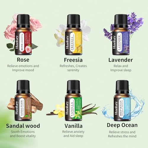 6 Pack Essential Oil Gift Set, Premium Fragrance Essential Oil for Diffuser, Home Care, Humidifiers, Air Purifier, Water soluble Essential Aromatherapy Oil for Relax Travel Sleep Mood 10ml / 0.34fl.oz