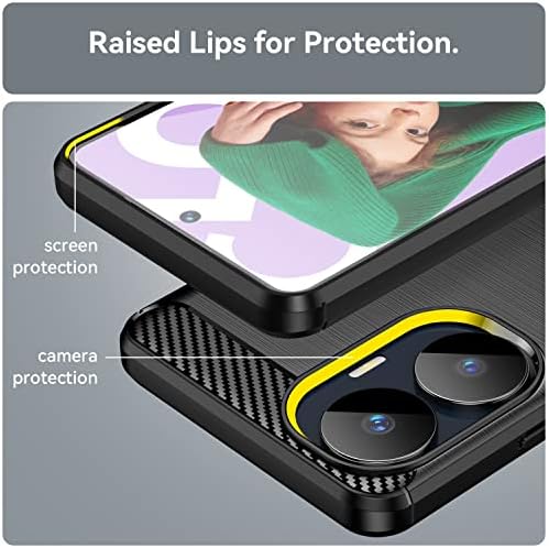 Case for Realme C55 Case, Realme Narzo N55 Case, RMX3710 Case, Slim Thin Carbon Fiber TPU Rubber Protective Cases Anti-Scratch Shockproof Cover for Realme C55 Black