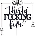 Black Glitter Thirty Fucking Five Cake Topper, Happy 35th Birthday/Cheers to 35 Years, Funny 35th Birthday Party Decorations Supplies for Women Men