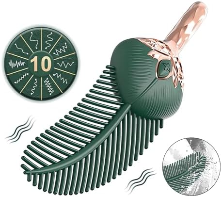 Romi Vibrating Peacock Feather Tickler Silicone Fetish Feather Teaser Teasing Sticks Vibrator with 10 Vibration Modes Foreplay Flirting SM Sex Toys