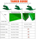 Tractor Bucket Protector, Heavy Duty Steel Bucket Attachments, 12" Long Skid Edge Protector Turning Bucket into Snow Pusher, 3" Width Turf Tamer Preventing Grass Destruction（ Green 1 Pack）
