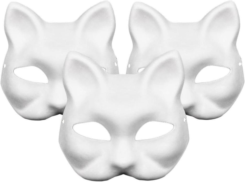 Aqearl DIY Unpainted Masquerade Mask - Paper Mache Craft Mask, Paintable for Halloween Costume