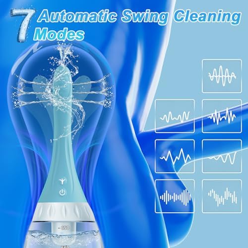 Anal Douche Swing Cleaning Enema Bulb, Anti Backflow Enemas for Men Women Colon Cleanse with Adjustable Nozzles, Remote Control Reusable Cleaner 7 Swing Modes and 7 Spray Holes, 21.98 oz with Lube
