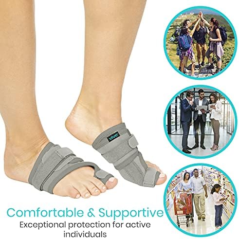 Vive Bunion Brace (Pair) - Big Toe Corrector Straightener with Splint - Hallux Valgus Pad, Joint Pain Relief, Alignment Treatment - Orthopedic Sleeve Foot Wrap Support for Men and Women (Gray)