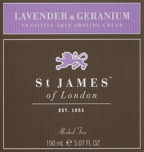 St James of London Lavender & Geranium Shave Cream Jar, 5.07oz