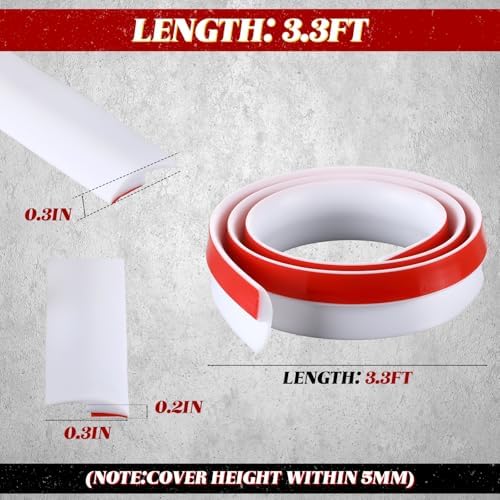 3.3ft Carpet Floor Transition Strips, Self-Adhesive Carpet to Tile Transition Edge Triings for Doors/Wood Floors, Coverage Height up to 5mm (White)