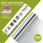 Aluminum Foil Roll, 12in x 350ft Aluminum Foil, Thick Strong Tin Foil with Cutter, Food Safe Cling Wrap for Cooking, Baking, Roasting, Grilling, Freezer Storage