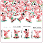 40 Pcs Edible Pig Cupcake Toppers, Pink Pig Farm Animal Cake Decorations for Baby Shower, Pink Farm Theme Birthday Party Supplies for Kids