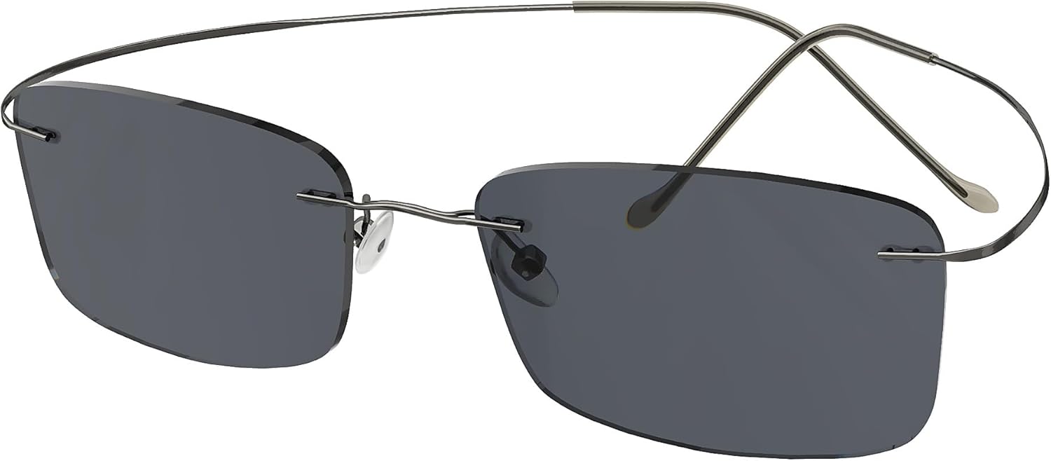 Eyekepper Titanium Rimless Reading Sunglasses Sunshine Readers Men +1.75