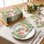 Jetec 200 Count Hummingbird Disposable Napkins Hummingbird Flower Guest Paper Hand Towels for Bathroom Kitchen Decorative Holiday Spring Party Dinner Lunch Supplies