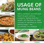 Jiva Organics Organic Mung Beans Whole 4 LB LARGE Bag - Green Moong Bean