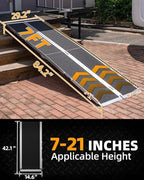 VNN Portable Wheelchair Ramp 7FT, Seamless Non-Slip Aluminum Ramps for Wheelchairs for Home, Handicap Wheelchair Ramps for Home Steps, Aluminum Loading Dock Plates, Doorways, Black