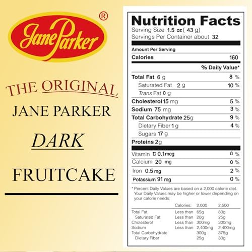 Jane Parker Fruitcake Dark Fruit Cake 3 Pound (48 Ounce) Ring in a Collectible Holiday Tin (Colors may vary) -Holiday Cake-Christmas Cake-The Best Fruitcake You Can Buy