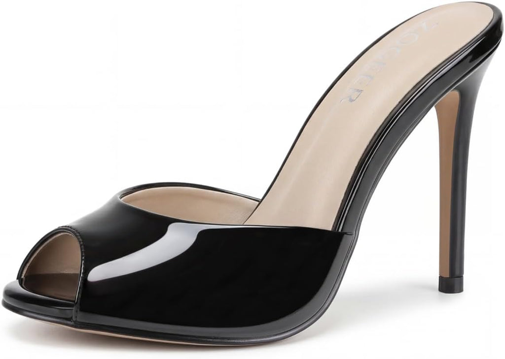 Womens Stiletto High Heel Sandals Fish Mouth Peep Toe Heeled Mules Sexy Slip on Summer Slippers Party Wedding Prom Dressy Shoes Comfort Outdoor Footwear