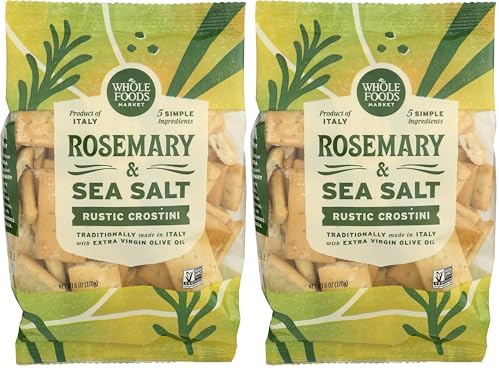 Whole Foods Market, Crackers Rustic Italian Rosemary, 6 Ounce (Pack of 2)