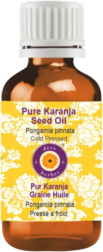 Deve Herbes Karanja Seed Oil (Pongamia pinnata) | Cold Pressed | Pure | Natural | Undiluted | For Diluting Essential oils | For Skin & Massage | Non-Sticky| Lightweight| Men & Women | 100ml (3.38 oz)
