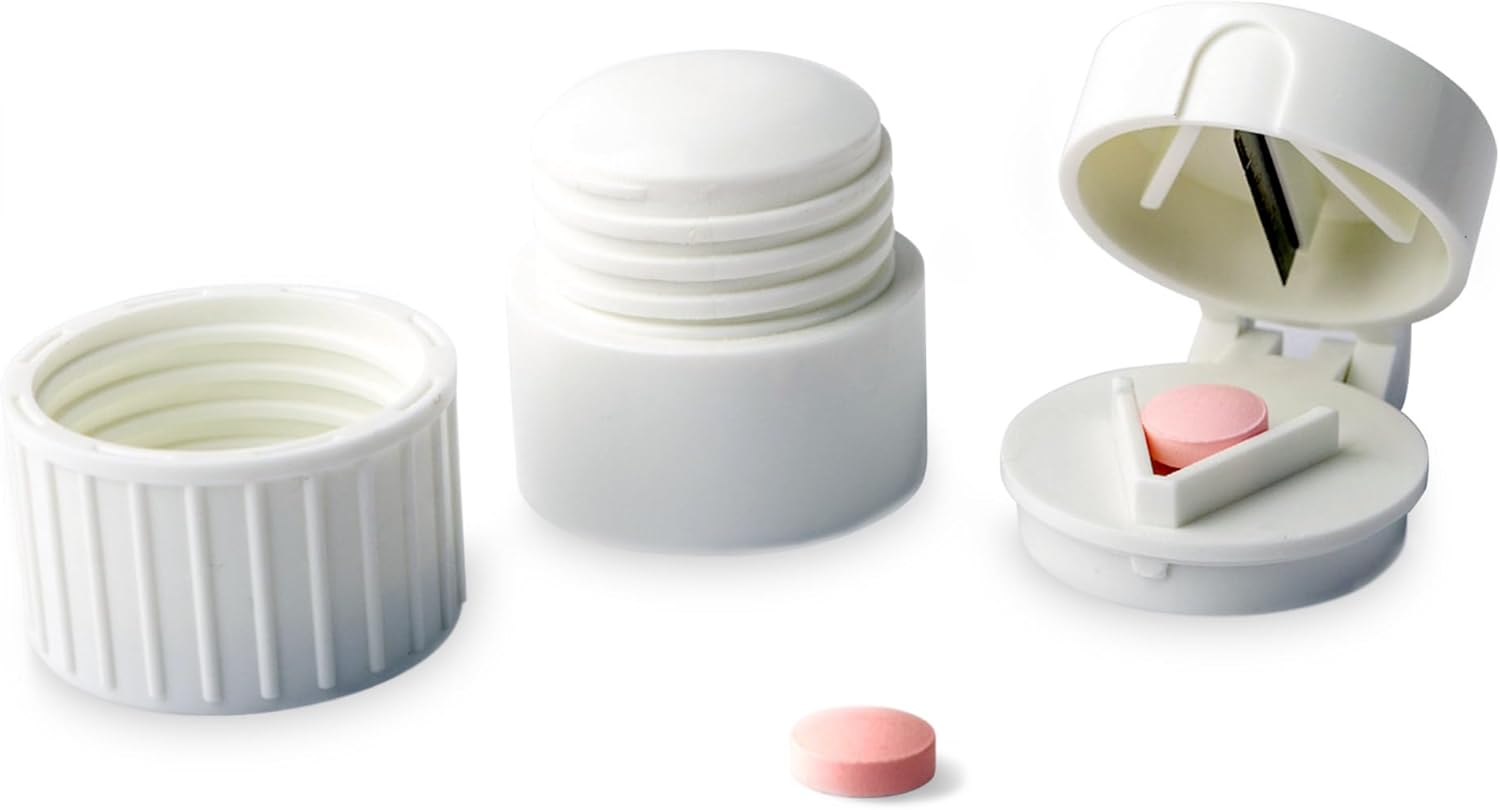 Deke Home - 3 in 1 Pill Cutter & Crusher with Storage, Compact Pill Splitter with Stainless Blade, Powder Grinder & Travel Cup, Best for Scored Tablets, Vitamins & Medication, BPA Free