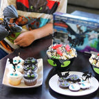 Arthsdite 24 Pcs Dragon Cupcake Toppers Cake Picks Cool Dinosaur Cupcake Topper for Dragon Themed Party Kids Birthday Party Christmas Fantasy Themed Party Decoration Baby Shower - Black Glitter