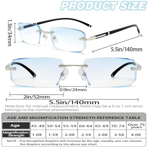 Presbyopia Glasses Color-Changing Vision Glasses Anti-Blue Light Self Adjusting Reading for Seniors Women Men
