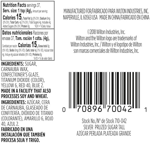 Wilton Pearlized Sugar Food Decorative, Silver, 5.25 oz
