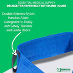 Essential Medical Supply Deluxe Padded Transfer and Gait Belt with Hand Holds - 4in Wide Belt for Elderly and Senior Assistance with Gait, Transfers, and Patient Lifts - Fits Waists from 28in to 48in