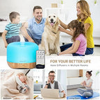 Homeweeks 300ml Essential Oil Diffuser, Quiet Aromatherapy Mist Diffusers for Essential Oils, Wood Grain, Ultrasonic, Remote Control, Timer, 7 Colors Light for Bedroom (300ml)