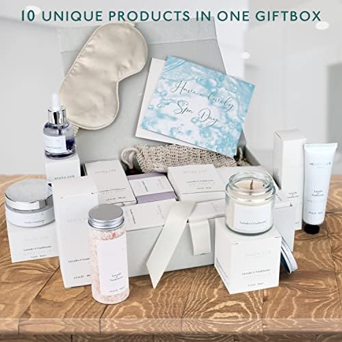 Jasmyn & Greene Luxury Spa Gift Basket for Women - 10 Relaxing Spa Birthday Gifts for Women with Lavender. Bridal Shower Gifts for Woman with Self Care Kit. Get Well Soon Package for Mother Sister.