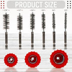 9pcs Copper Pipe Cleaner Set for Power Drill, 1/2" 3/4" 1" Tube Brush and 6pcs Stainless Steel Wire Bore Brush, Stainless-Steel Wire Bristles & 1/4” Shan, Screws and Washers Included